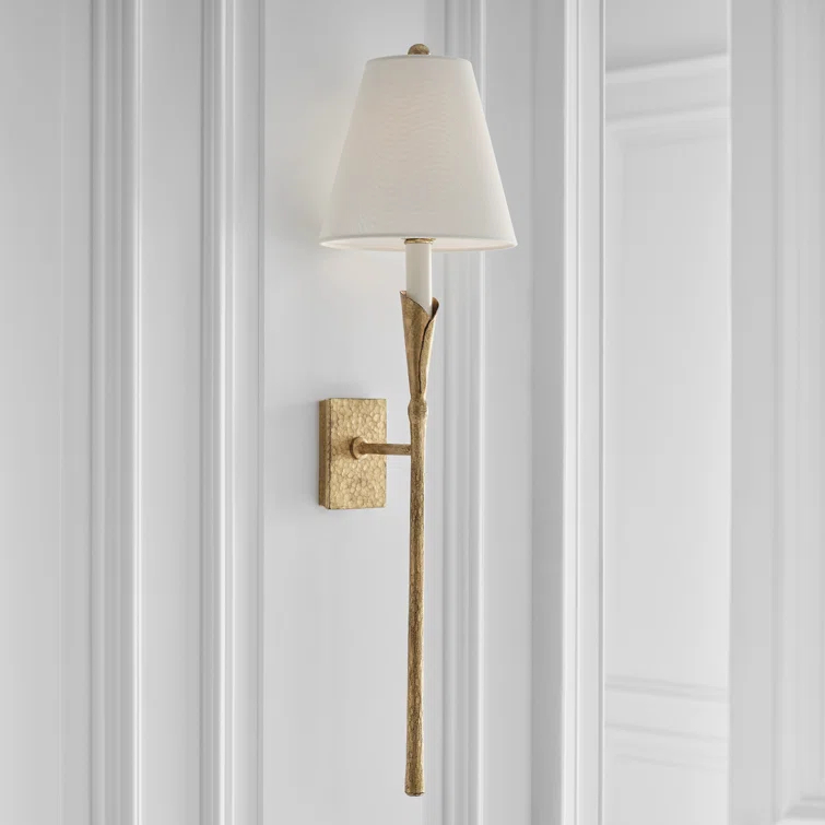 Aiden Large Tail Nickel Sconce, Dimmable Direct Wired, 32 in