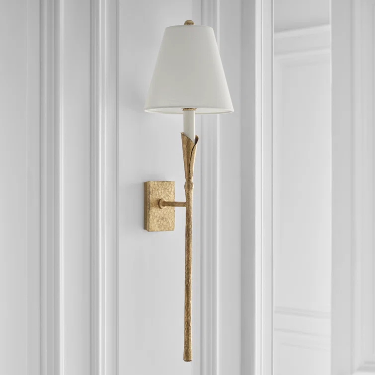 Aiden Large Tail Nickel Sconce, Dimmable Direct Wired, 32 in