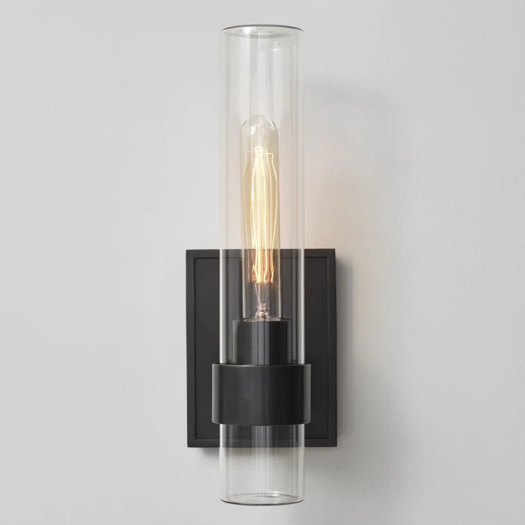 Presidio 14-inch Bronze and Black Cylinder Outdoor Wall Sconce