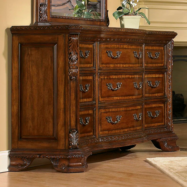 Old World 74.02'' W 9 - Drawer Dresser