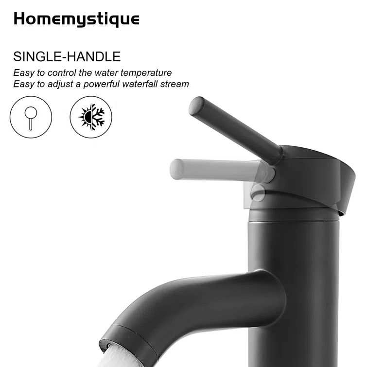 Single Hole Faucet Single-handle Bathroom Faucet with Drain Assembly