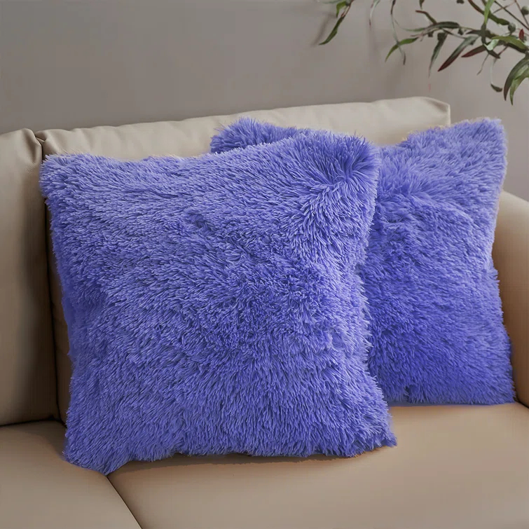 Cheer Collection Faux Fur Throw Pillow (Set of 2)