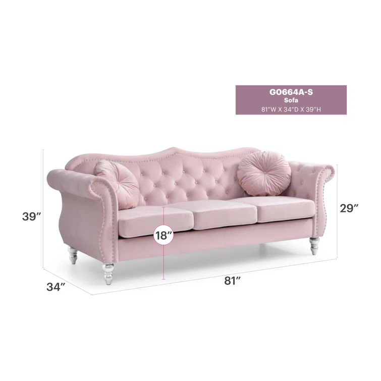 Hollywood 82'' Velvet Sofa