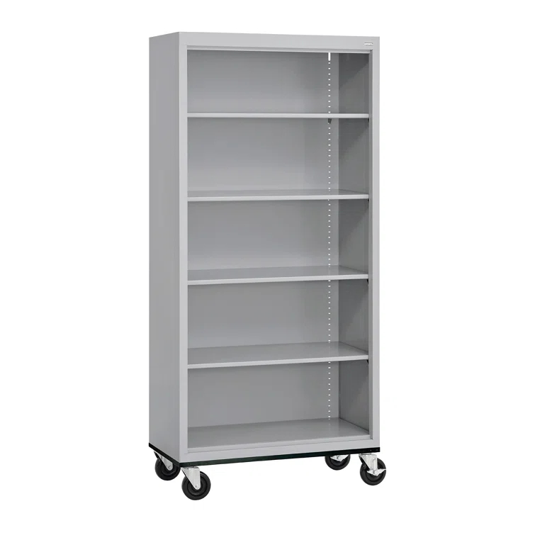 Sandusky Lee 36" W x 18" D x 78" H Steel Mobile Bookcase with 4 Adjustable Shelves by Sandusky