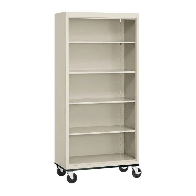 Sandusky Lee 36" W x 18" D x 78" H Steel Mobile Bookcase with 4 Adjustable Shelves by Sandusky