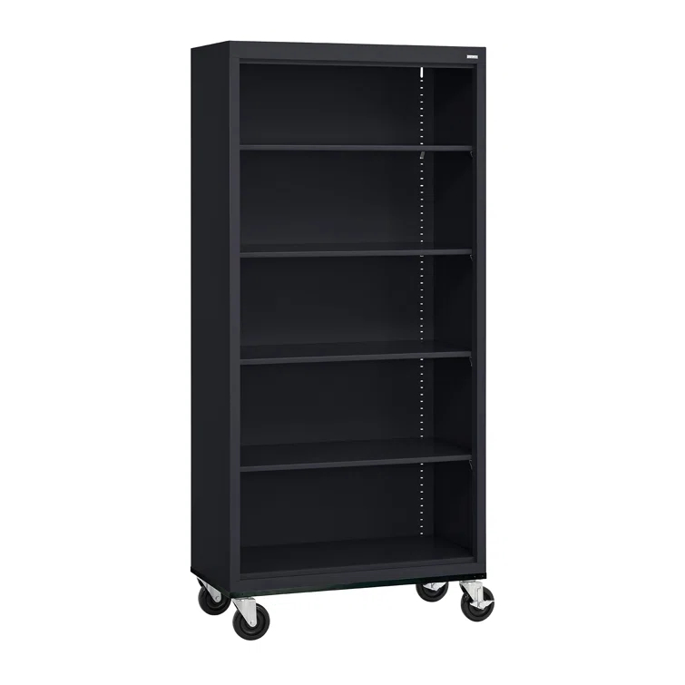 Sandusky Lee 36" W x 18" D x 78" H Steel Mobile Bookcase with 4 Adjustable Shelves by Sandusky