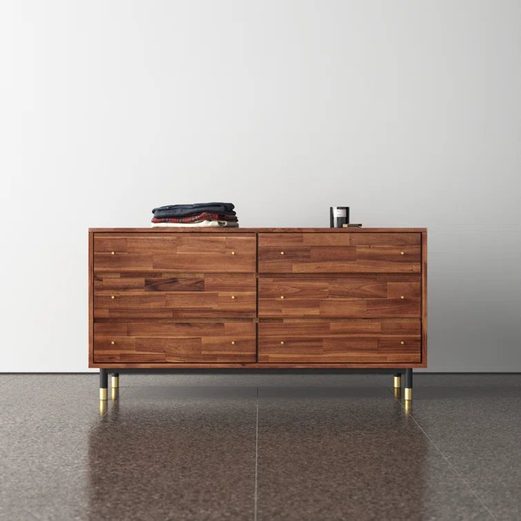 Dakota 6 Drawer 58'' W Wood Double Dresser