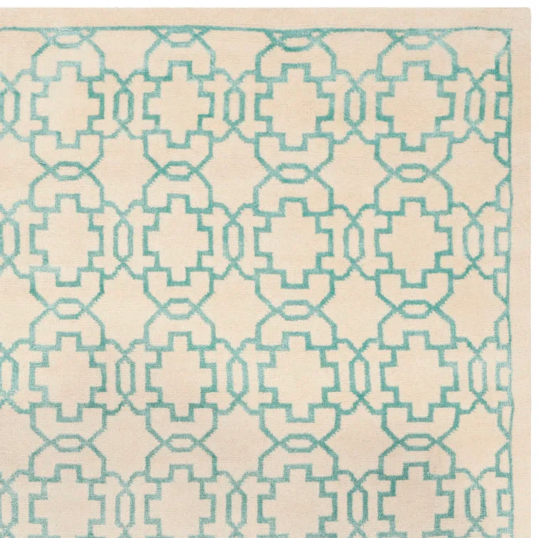 Mosaic Hand Knotted Wool And Viscose Geometric Rug