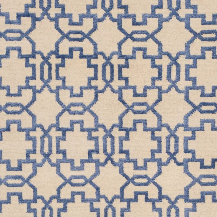 Mosaic Hand Knotted Wool And Viscose Geometric Rug