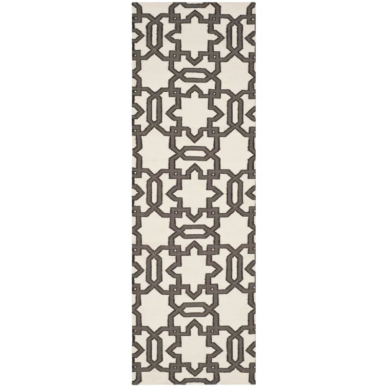 Amelah Hand Woven Flat Weave Wool Geometric Rug