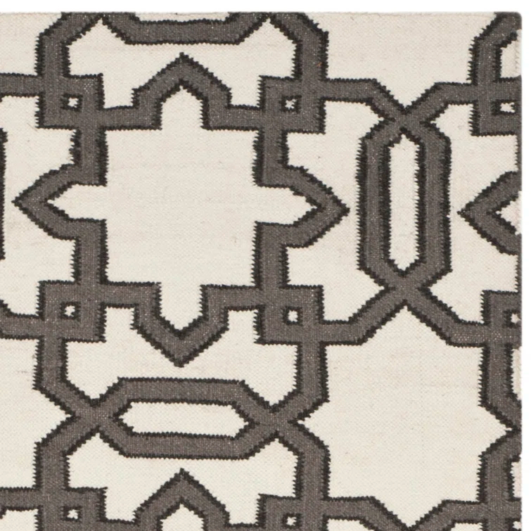 Amelah Hand Woven Flat Weave Wool Geometric Rug