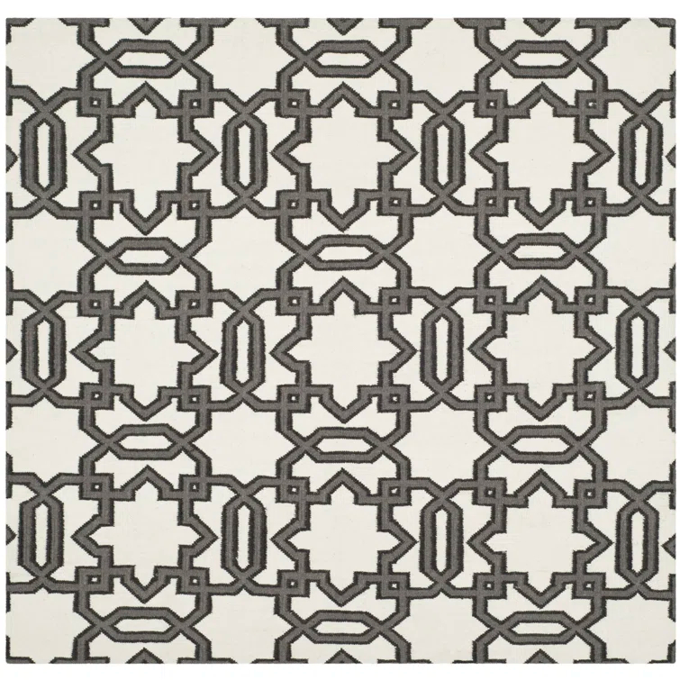 Amelah Hand Woven Flat Weave Wool Geometric Rug