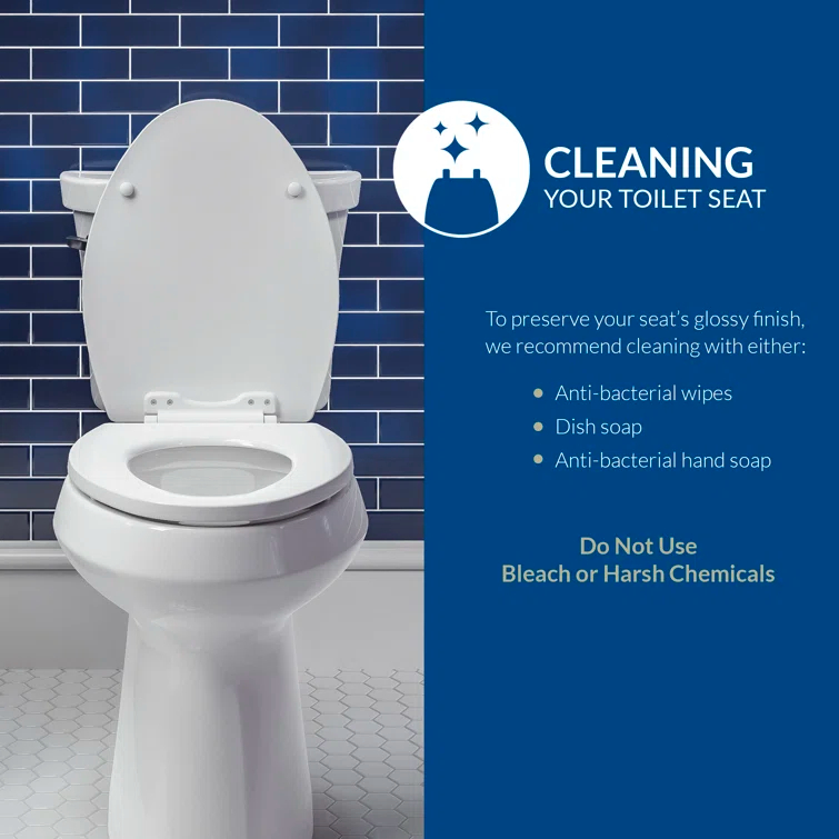 Shell Sculptured Wood Toilet Seat, Easily Removes for Cleaning, Hinges Never Loosen, Round