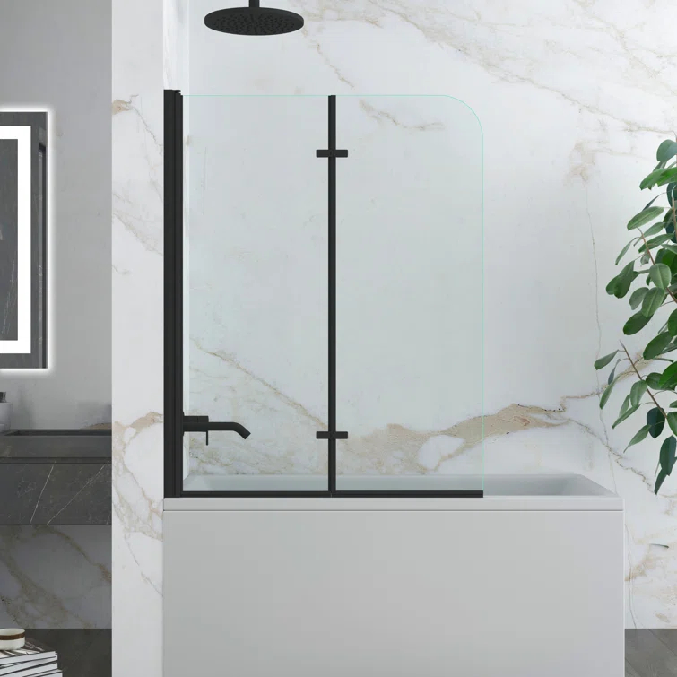 Jraty Glass 43" W x 55" H Frameless Tub Door