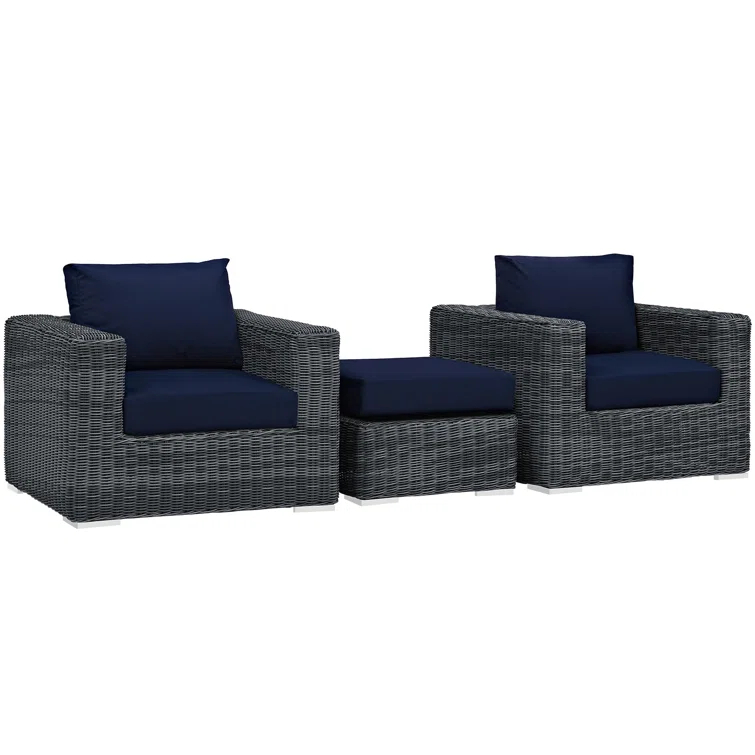 Modway Invite 3 Piece Outdoor Patio Sunbrella Sectional Set