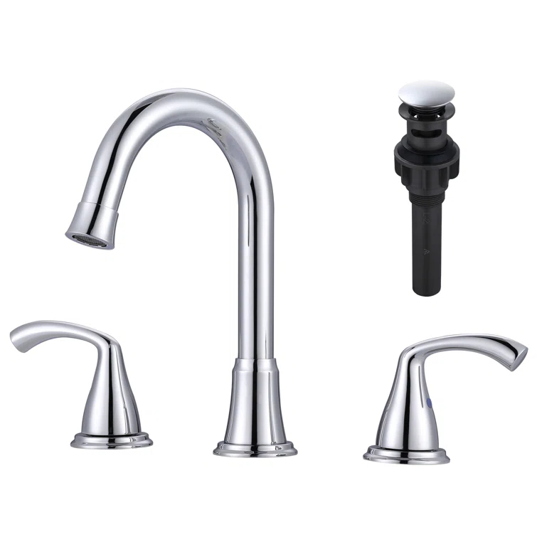 Widespread 2-handle Bathroom Faucet with Drain Assembly