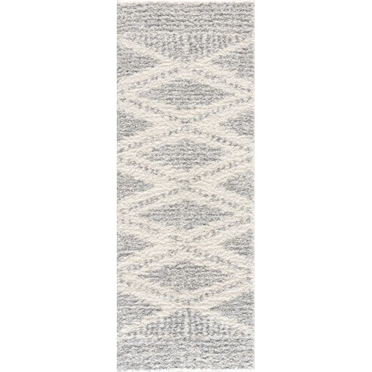 Gala Southwestern Shaggy Plush Grey/Beige/Cream Area Rug