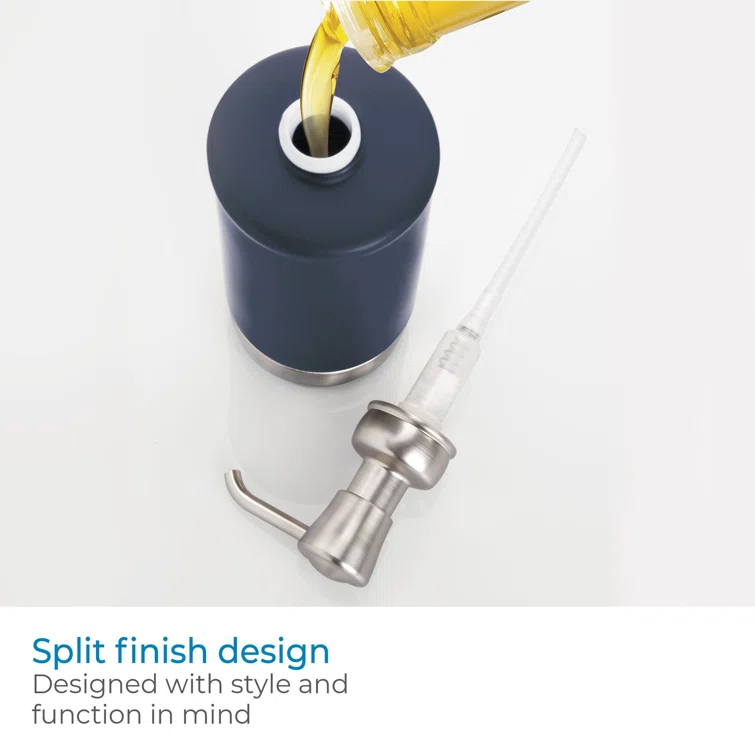 iDesign Ceramic and Steel Hand Refillable Liquid Soap Dispenser - Matte Navy & Brushed Nickel
