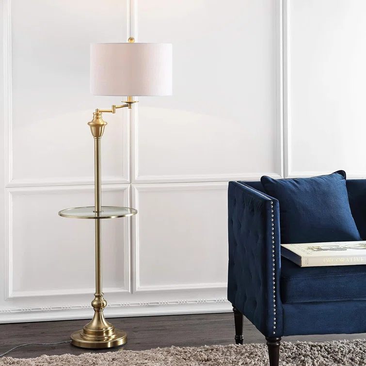 Rephen 60'' Black LED Swing Arm Floor Lamp with USB