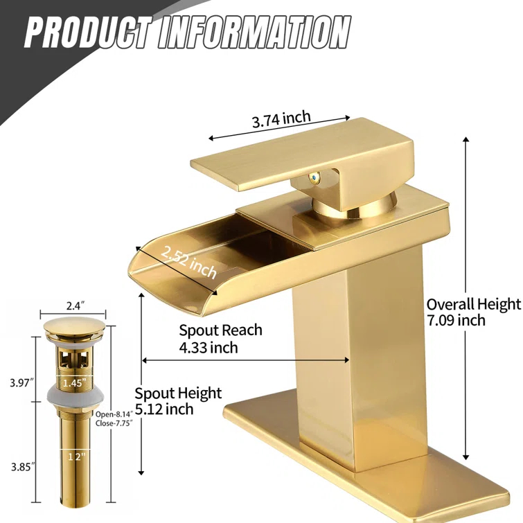 Single-Hole Single-handle Bathroom Faucet with Drain Assembly