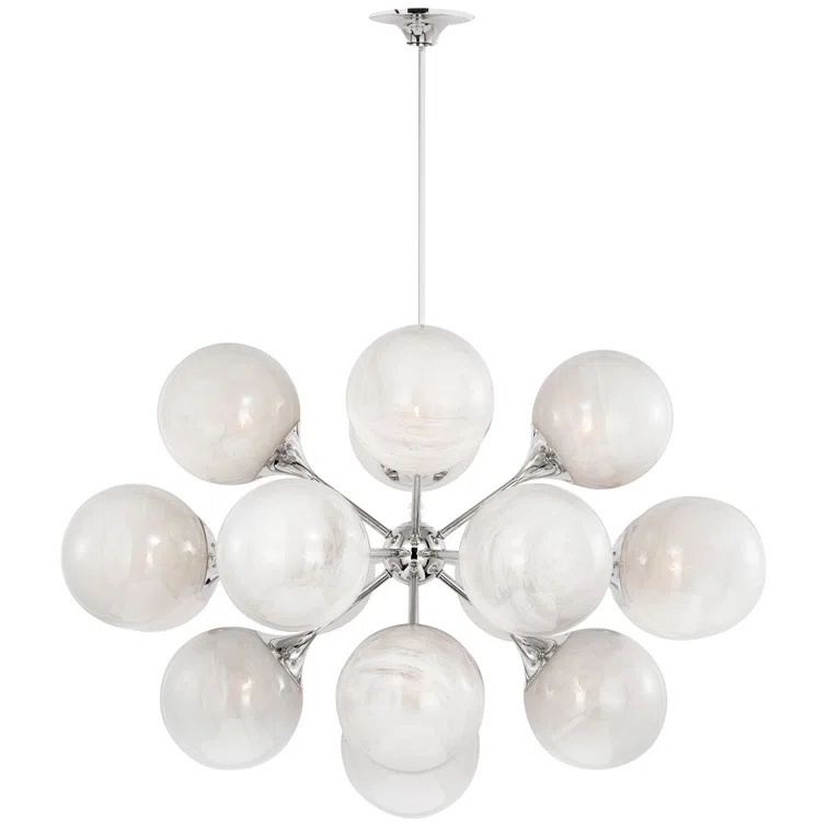 Cristol Polished Nickel and Crystal 40-Inch Chandelier