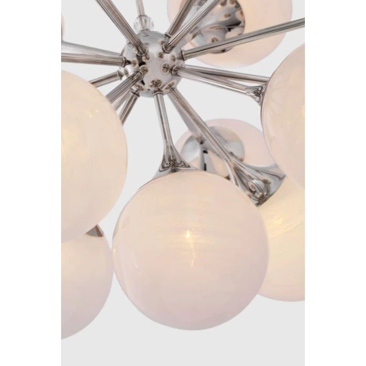 Cristol Polished Nickel and Crystal 40-Inch Chandelier