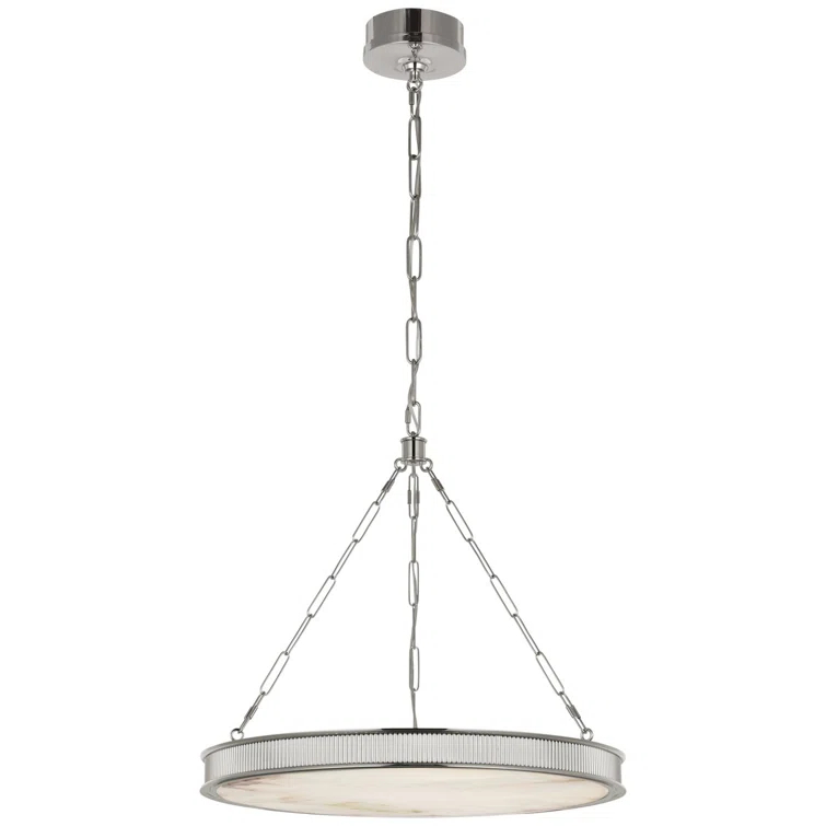 Matthew Polished Nickel 3-Light LED Chandelier with Alabaster Shade