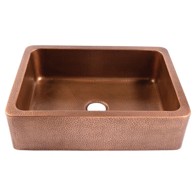 Lange Copper 30" Single Bowl Farmhouse Apron Front Undermount Kitchen Sink