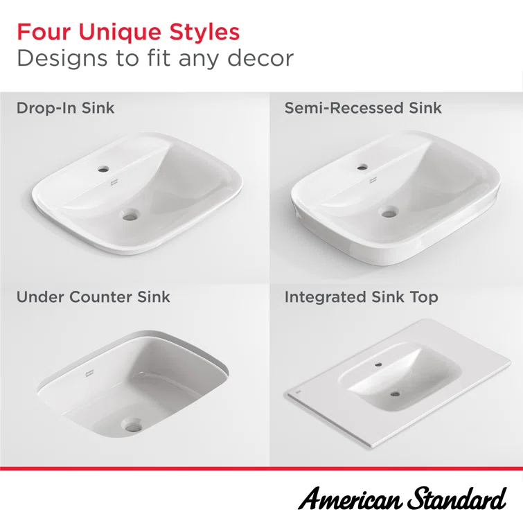 American Standard Aspirations 18'' Vitreous China Rectangular Bathroom Sink with Faucet and Overflow
