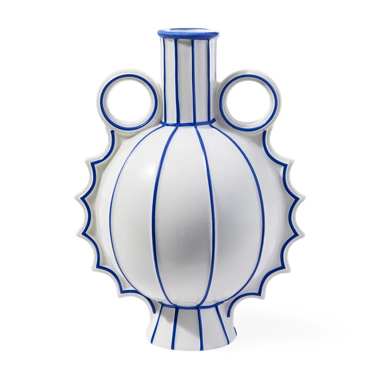 White and Blue Porcelain Decorative Table Vase