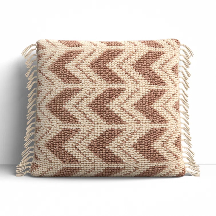 Oakleaf Chevron Polyester,Wool,Cotton Blend Throw Pillow