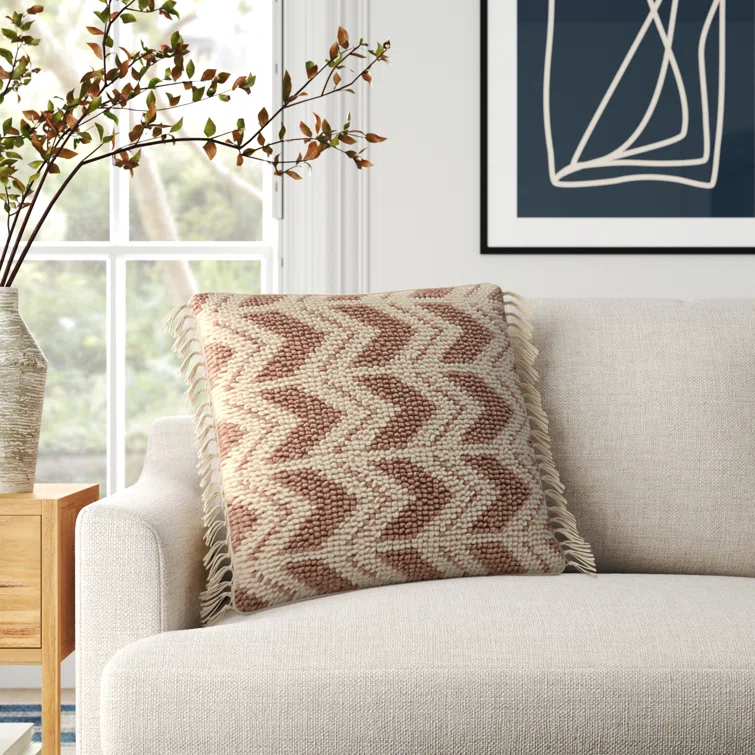 Oakleaf Chevron Polyester,Wool,Cotton Blend Throw Pillow
