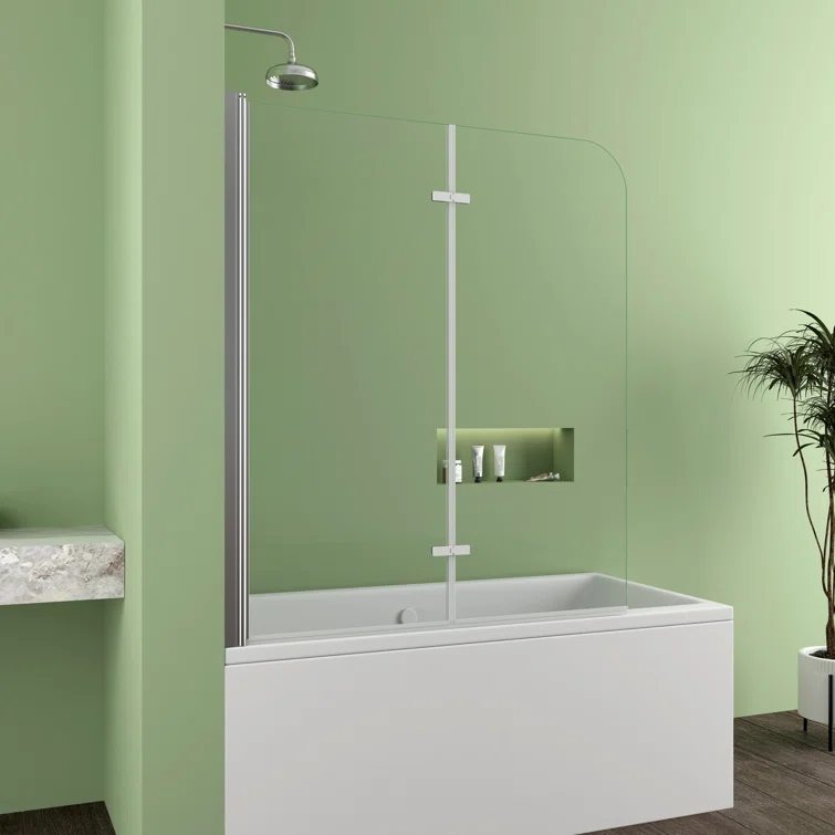 Jraty 47.2" W x 55" H Frameless Tub Door