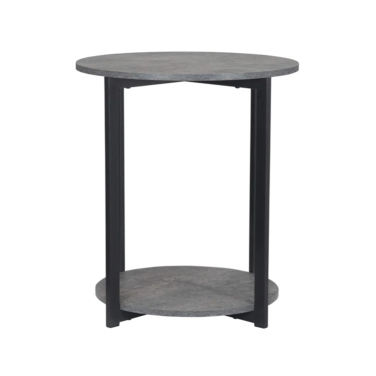 Minimalist 2-Tier Round End Table: Stylish, Multipurpose, Walnut Finish, Living Room
