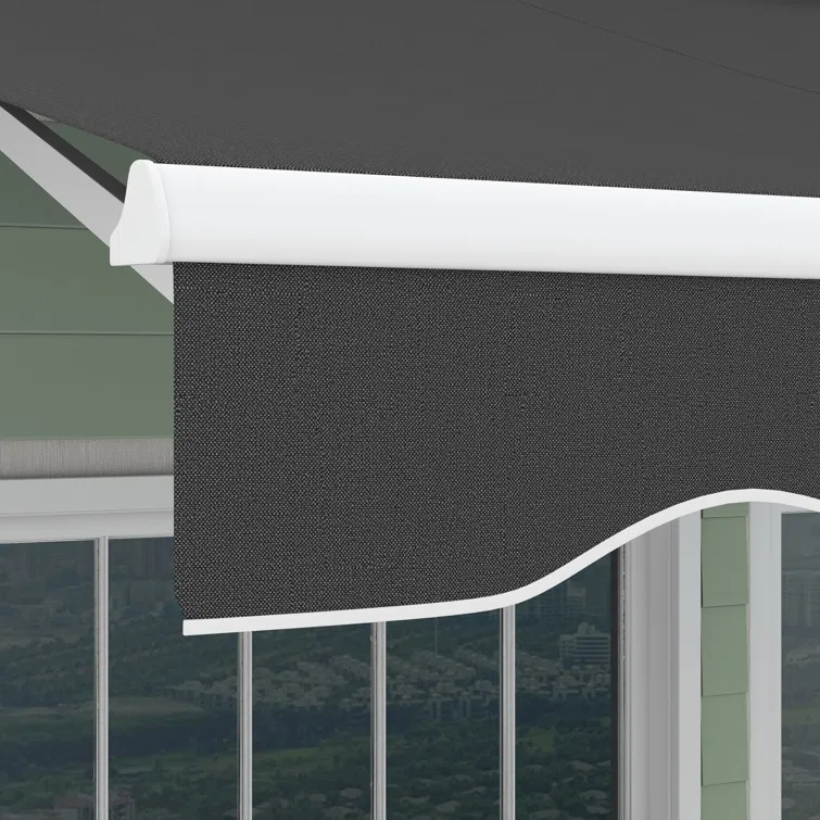 Outsunny 59'' Polyester Cream Cover Motorized Retractable Patio Awning