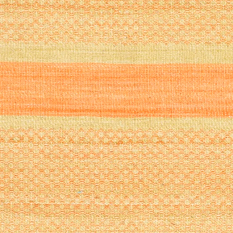 Bennett Hand Woven Flat Weave Wool/Cotton Striped Rug in Orange/Lime