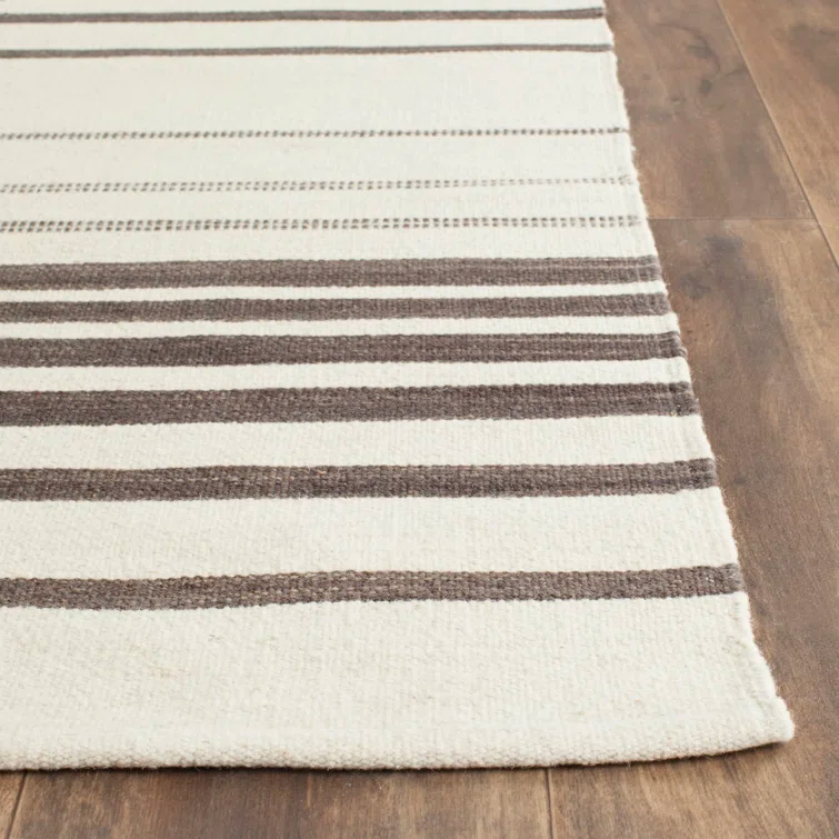 Kilim Hand Woven Flat Weave 80% Wool, 20% Cotton Striped Rug