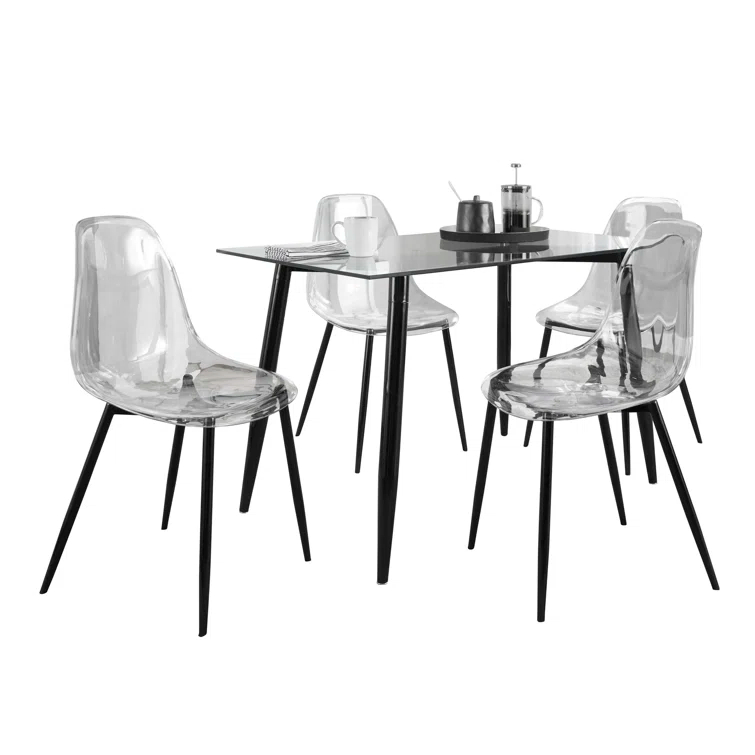 4 - Person Glass Top Four Leg Dining Set