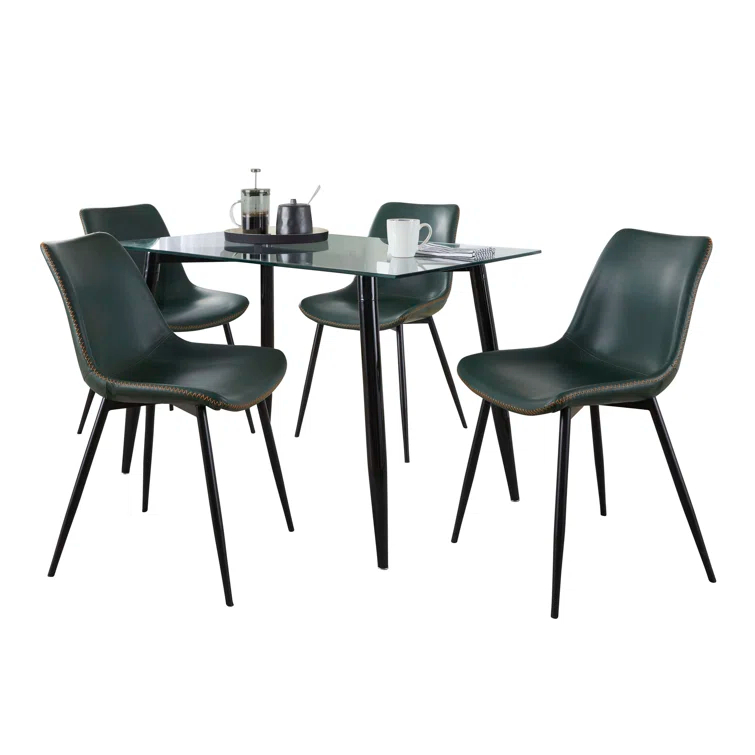 4 - Person Glass Top Four Leg Dining Set