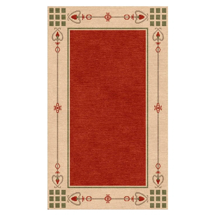 Handmade Red Wool Rectangular 9' x 12' Highland Park Rug