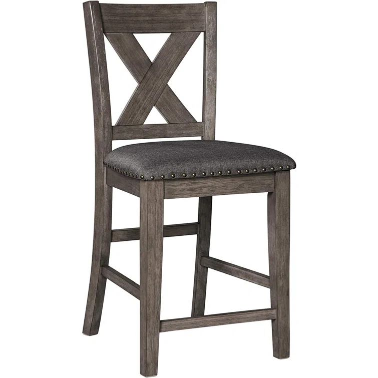 Signature Design By Ashley Caitbrook Rustic 24.63" Counter Height Upholstered Barstool, Set Of 2, Gray