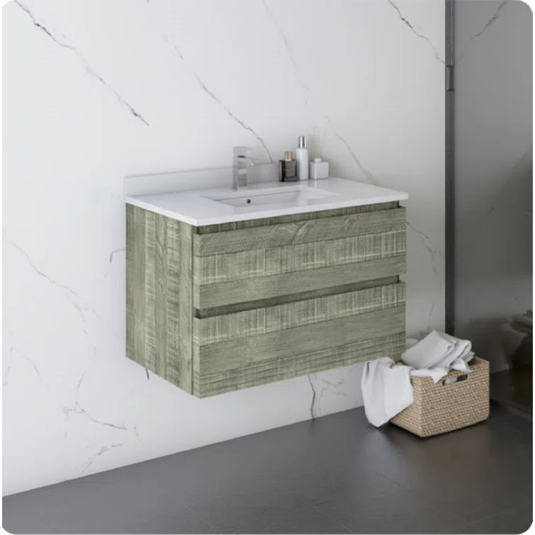 Fresca Formosa 30" Wall Mount Floating Single Sink Bathroom Vanity Set with Top and Sink - Faucet Not Included