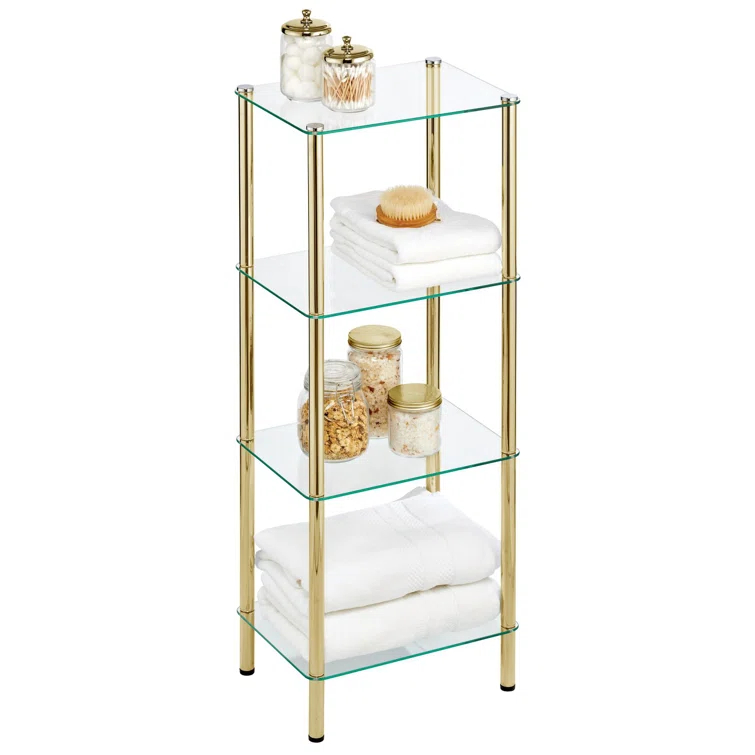 mDesign mDesign 4-Tier Glass/Metal Standing Shelf Organizer Display Unit