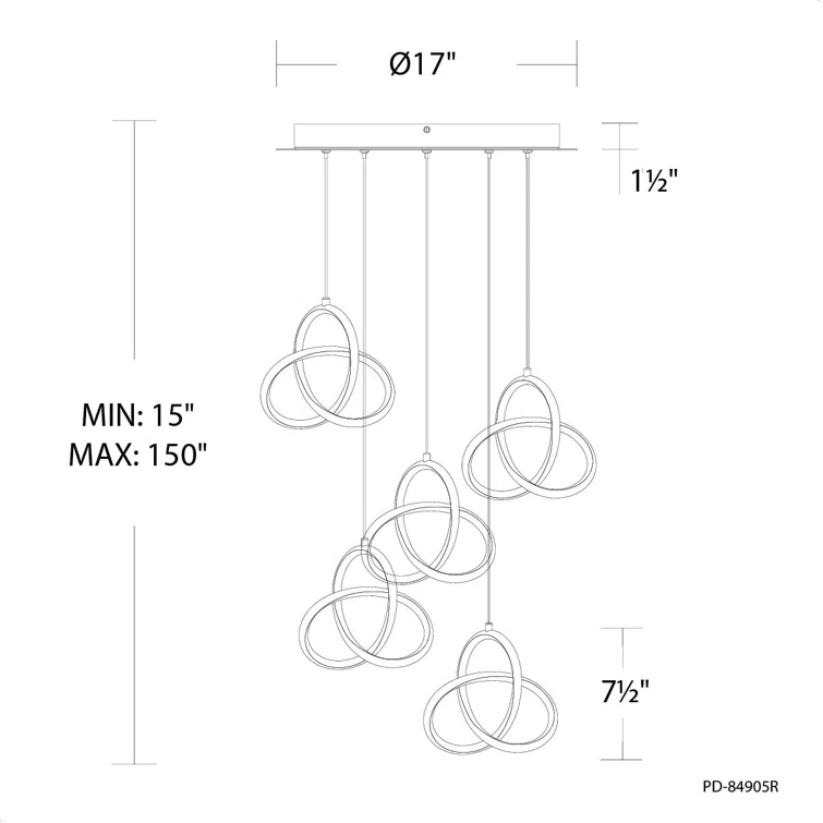 Vornado 5-Light Black Aluminum Indoor/Outdoor LED Pendant