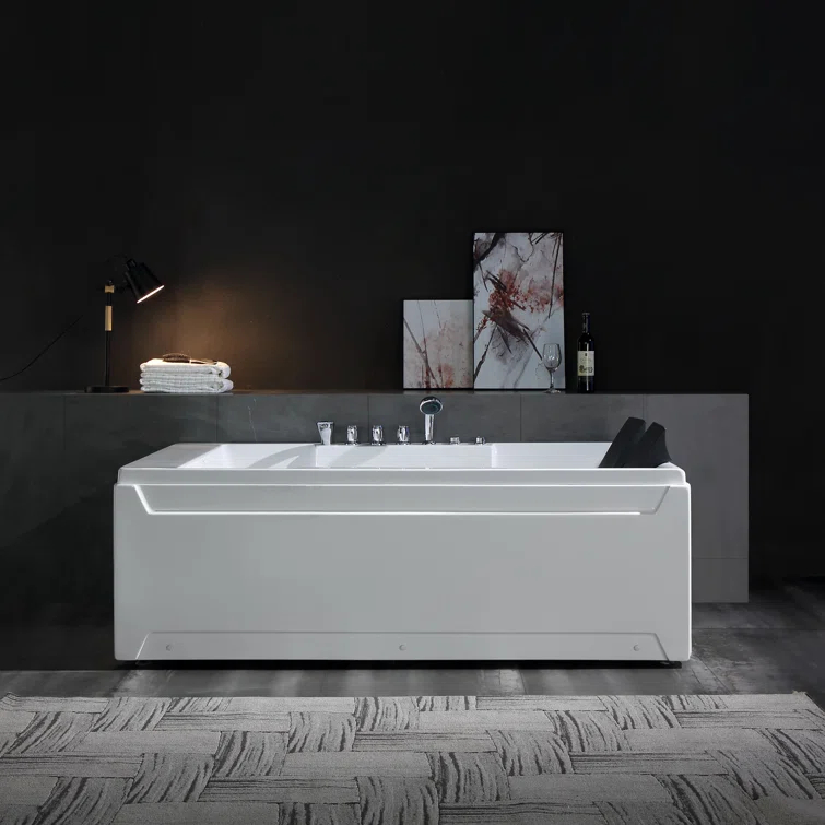 Modern 72'' x 48'' Alcove / Tile In Whirlpool Plastic / Acrylic Bathtub with Faucet