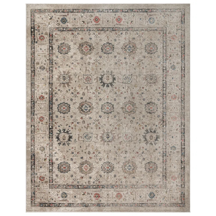 Heirloom Dov Transitional Oriental Border Floral Ivory Polypropylene Area Rug