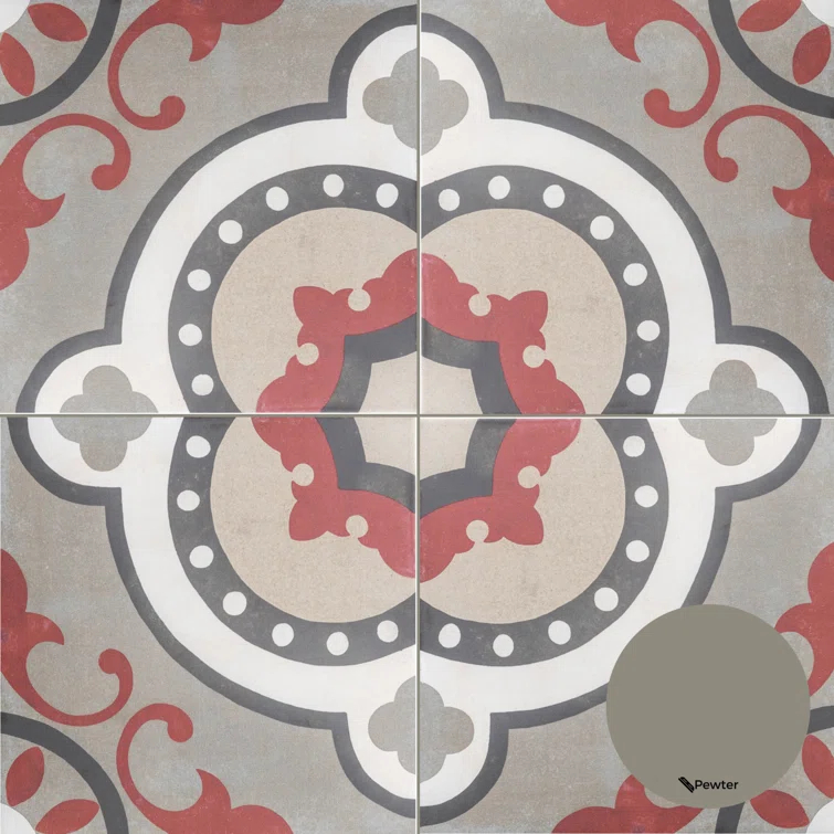 Art Deco 8" x 8" Porcelain Wall and Floor Tile