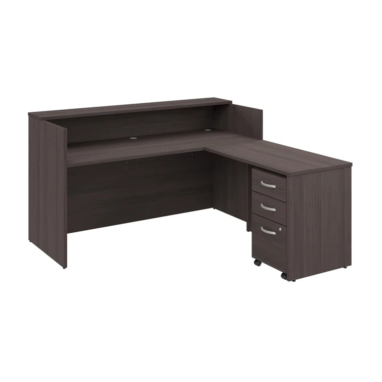 Arrive 72W x 72D Reception L Desk with 3 Drawer Mobile Pedestal