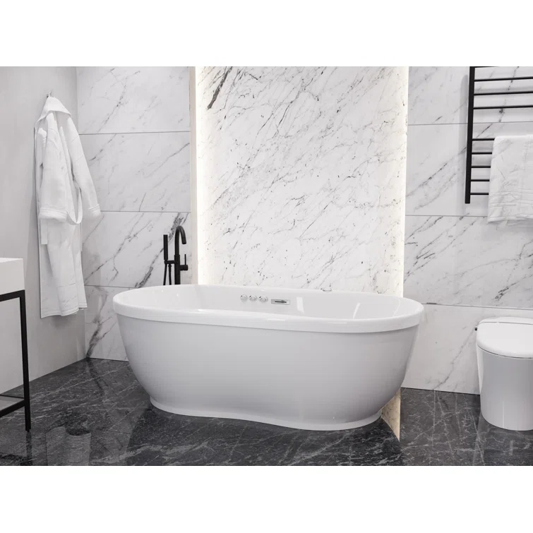 Lori 71.25” x 35.5” Freestanding Whirlpool and Air Acrylic Bathtub