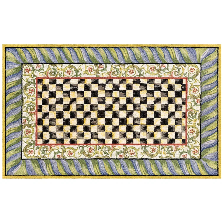 MacKenzie-Childs Courtly Check® Purple/Green Washable Rug